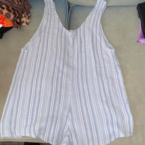 blue romper overalls y2k summer fashion mini dress bottoms cute sleeveless top - Picture 7 of 9